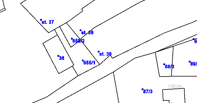 Parcela st. 39 v KÚ Chržín, Katastrální mapa