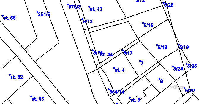 Parcela st. 44 v KÚ Chržín, Katastrální mapa