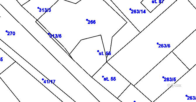 Parcela st. 56 v KÚ Chržín, Katastrální mapa