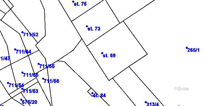 Parcela st. 69 v KÚ Chržín, Katastrální mapa