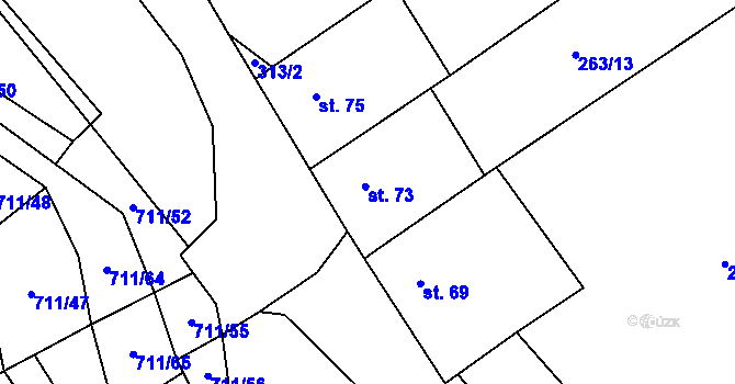 Parcela st. 73 v KÚ Chržín, Katastrální mapa