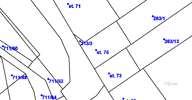Parcela st. 75 v KÚ Chržín, Katastrální mapa