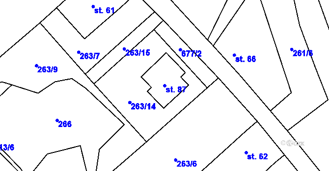 Parcela st. 87 v KÚ Chržín, Katastrální mapa