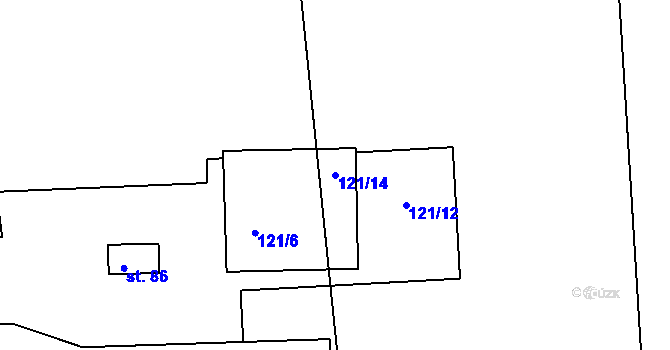 Parcela st. 121/14 v KÚ Chržín, Katastrální mapa