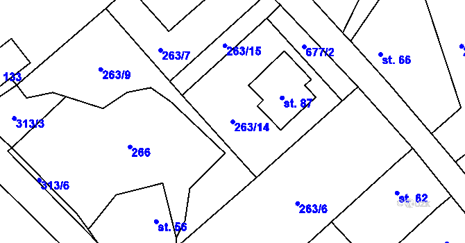 Parcela st. 263/14 v KÚ Chržín, Katastrální mapa