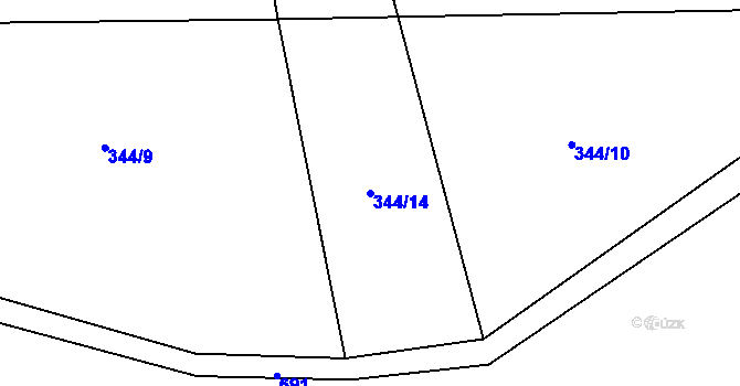 Parcela st. 344/14 v KÚ Chržín, Katastrální mapa