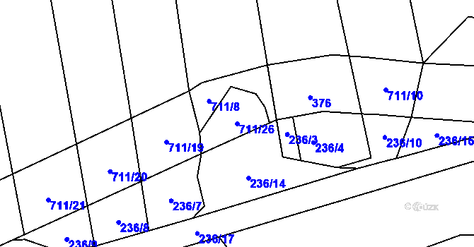 Parcela st. 711/26 v KÚ Chržín, Katastrální mapa