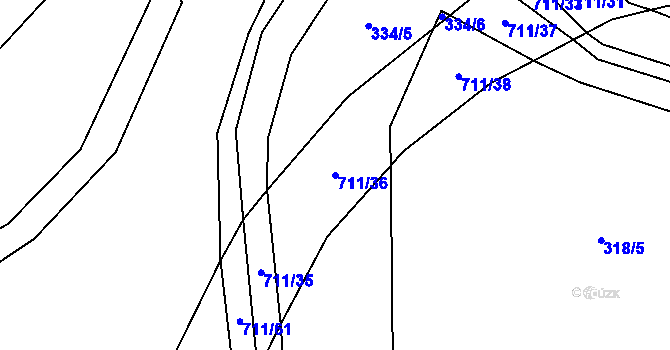 Parcela st. 711/36 v KÚ Chržín, Katastrální mapa