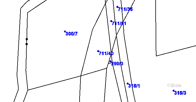 Parcela st. 711/40 v KÚ Chržín, Katastrální mapa