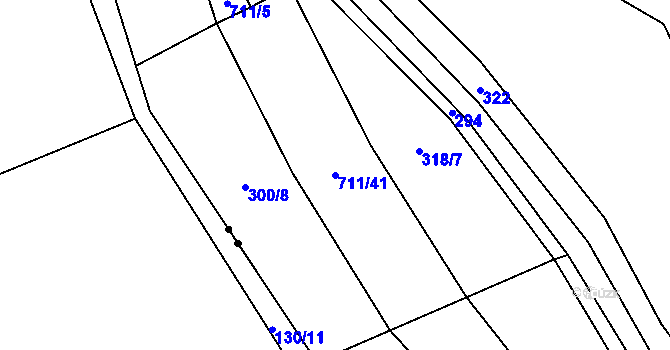 Parcela st. 711/41 v KÚ Chržín, Katastrální mapa
