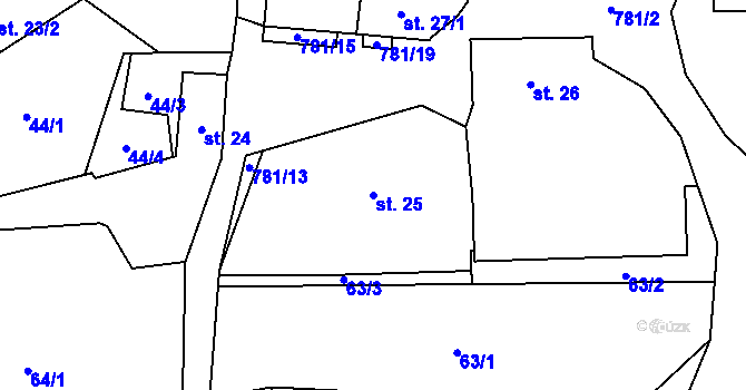 Parcela st. 25 v KÚ Chřešťovice, Katastrální mapa