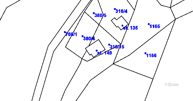 Parcela st. 149 v KÚ Chřešťovice, Katastrální mapa