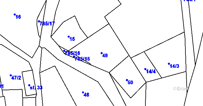 Parcela st. 49 v KÚ Chřešťovice, Katastrální mapa