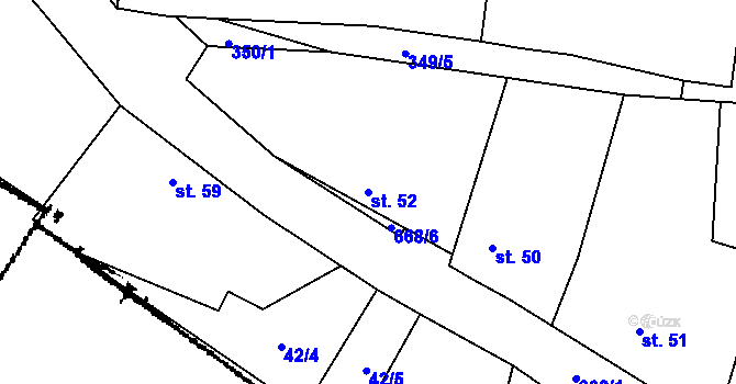 Parcela st. 52 v KÚ Jehnědno, Katastrální mapa