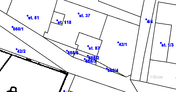 Parcela st. 87 v KÚ Jehnědno, Katastrální mapa