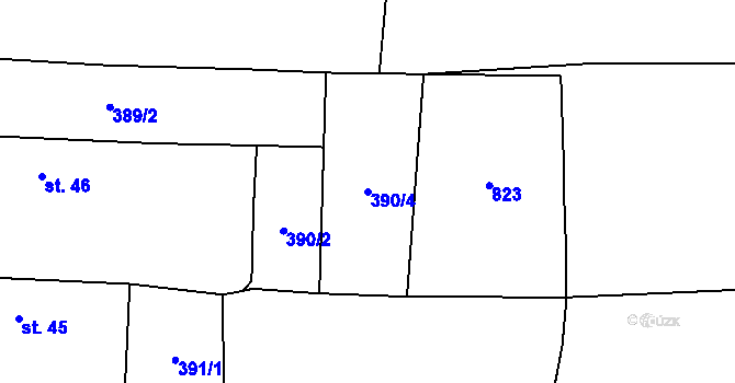 Parcela st. 390/4 v KÚ Jehnědno, Katastrální mapa