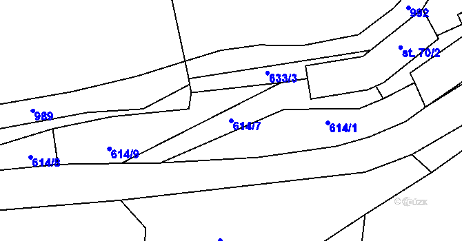 Parcela st. 614/7 v KÚ Jehnědno, Katastrální mapa