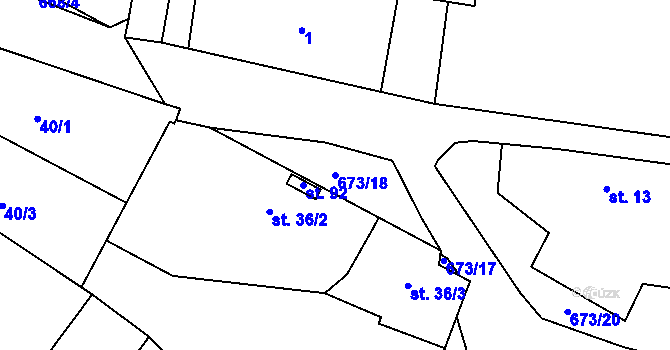 Parcela st. 673/18 v KÚ Jehnědno, Katastrální mapa