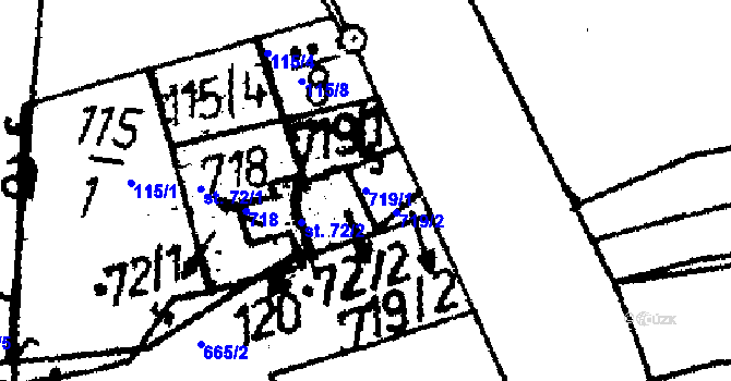 Parcela st. 719/1 v KÚ Jehnědno, Katastrální mapa