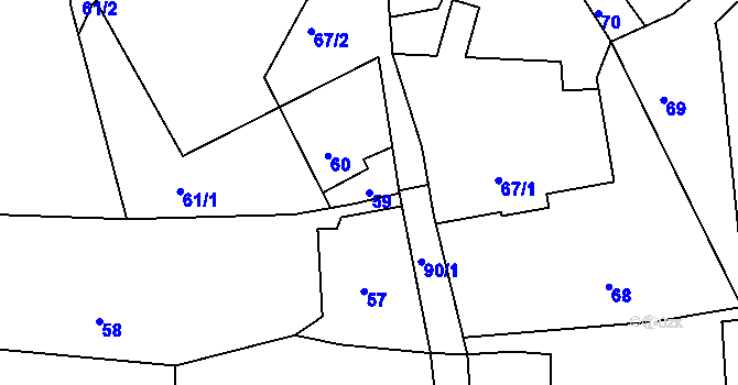 Parcela st. 59 v KÚ Dolní Chřibská, Katastrální mapa