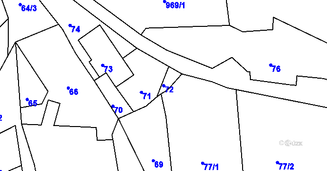 Parcela st. 72 v KÚ Dolní Chřibská, Katastrální mapa