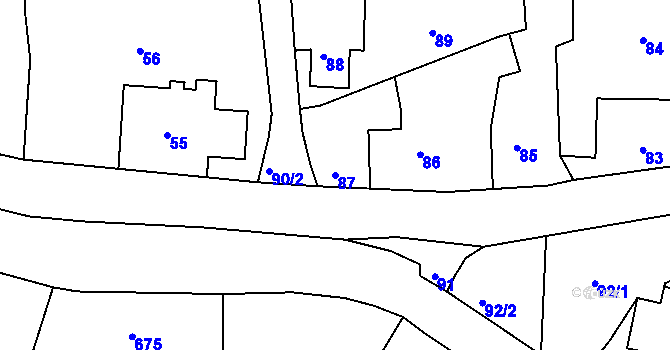 Parcela st. 87 v KÚ Dolní Chřibská, Katastrální mapa