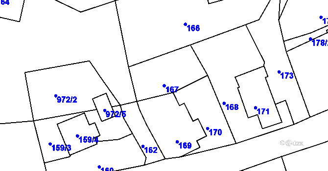 Parcela st. 167 v KÚ Dolní Chřibská, Katastrální mapa