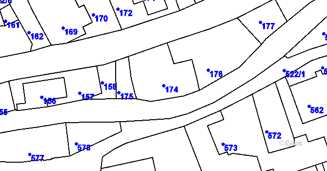 Parcela st. 174 v KÚ Dolní Chřibská, Katastrální mapa