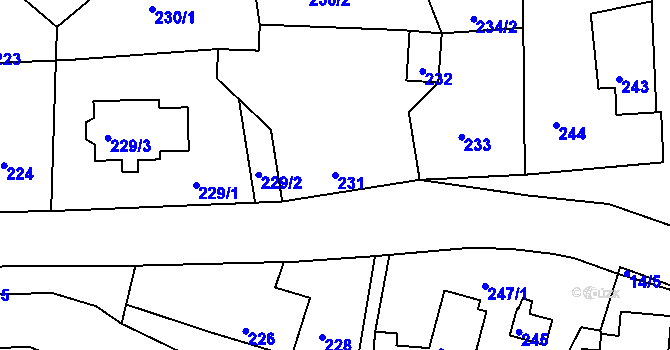 Parcela st. 231 v KÚ Dolní Chřibská, Katastrální mapa