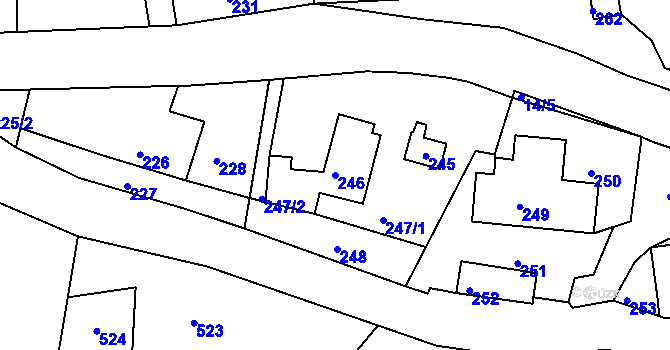 Parcela st. 246 v KÚ Dolní Chřibská, Katastrální mapa