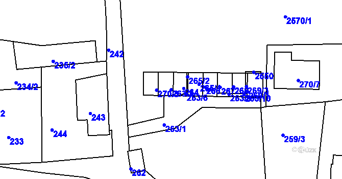Parcela st. 263/2 v KÚ Dolní Chřibská, Katastrální mapa