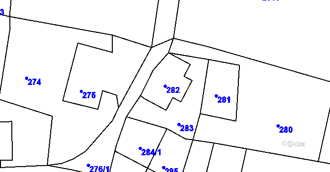 Parcela st. 282 v KÚ Dolní Chřibská, Katastrální mapa