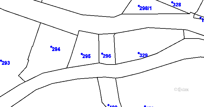 Parcela st. 296 v KÚ Dolní Chřibská, Katastrální mapa