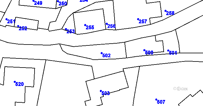 Parcela st. 502 v KÚ Dolní Chřibská, Katastrální mapa