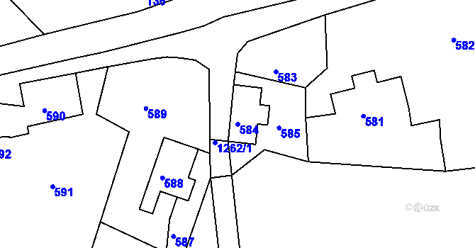 Parcela st. 584 v KÚ Dolní Chřibská, Katastrální mapa