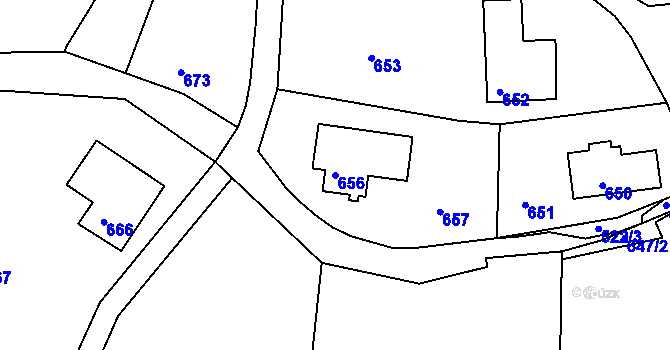Parcela st. 656 v KÚ Dolní Chřibská, Katastrální mapa
