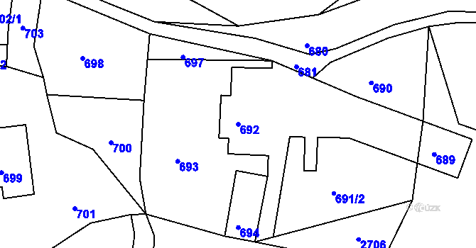 Parcela st. 692 v KÚ Dolní Chřibská, Katastrální mapa