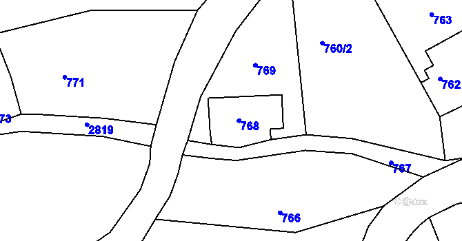 Parcela st. 768 v KÚ Dolní Chřibská, Katastrální mapa
