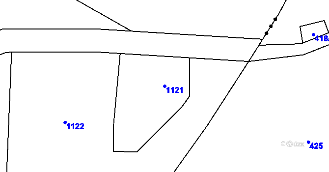 Parcela st. 1121 v KÚ Dolní Chřibská, Katastrální mapa