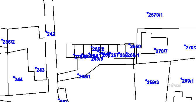 Parcela st. 265/1 v KÚ Dolní Chřibská, Katastrální mapa
