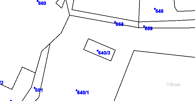 Parcela st. 640/3 v KÚ Dolní Chřibská, Katastrální mapa