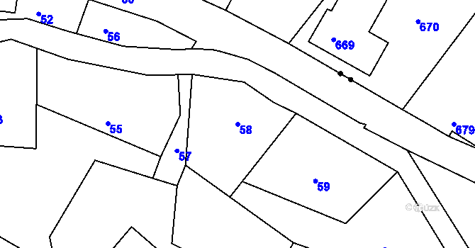 Parcela st. 58 v KÚ Horní Chřibská, Katastrální mapa