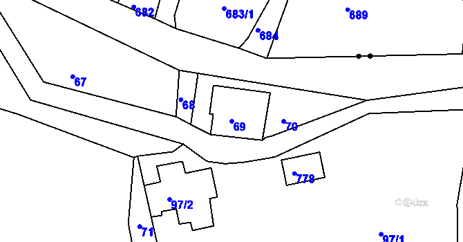 Parcela st. 69 v KÚ Horní Chřibská, Katastrální mapa