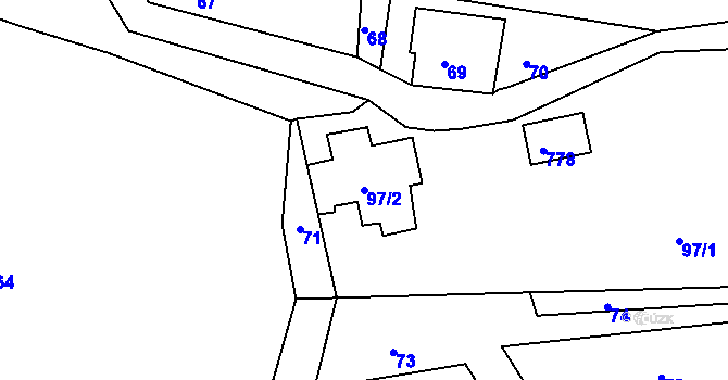 Parcela st. 97/2 v KÚ Horní Chřibská, Katastrální mapa