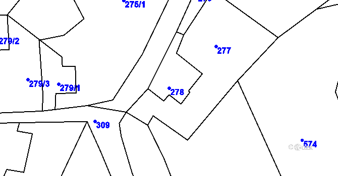Parcela st. 278 v KÚ Horní Chřibská, Katastrální mapa