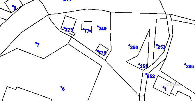 Parcela st. 775 v KÚ Horní Chřibská, Katastrální mapa