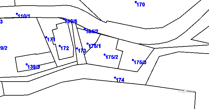 Parcela st. 175/2 v KÚ Horní Chřibská, Katastrální mapa
