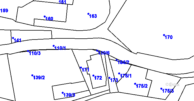 Parcela st. 110/6 v KÚ Horní Chřibská, Katastrální mapa