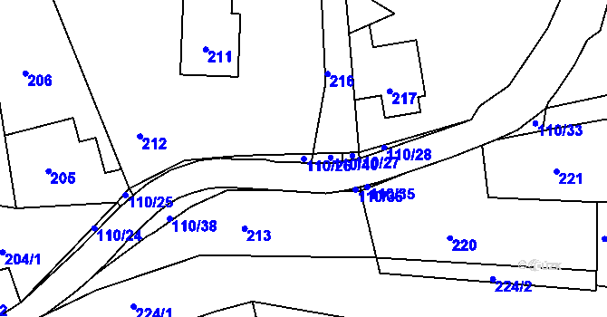 Parcela st. 110/26 v KÚ Horní Chřibská, Katastrální mapa