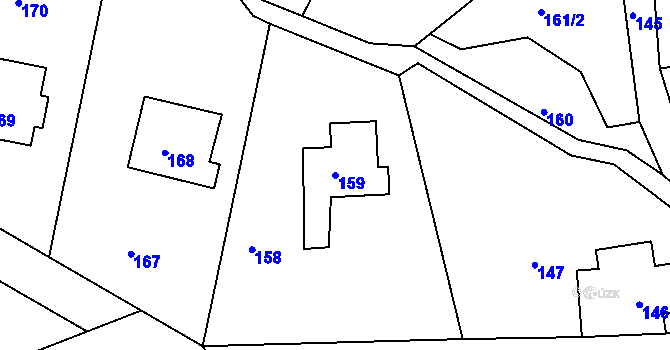Parcela st. 159 v KÚ Chřibská, Katastrální mapa